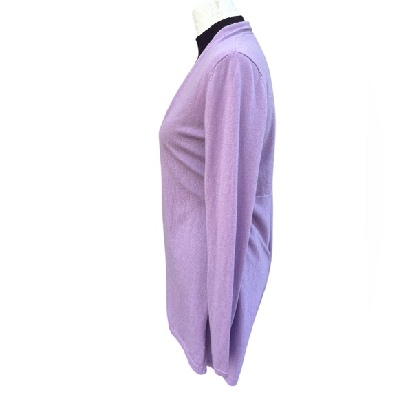 J Jill Lavender Open Front Light Weight Wool Blend Long Line Cardigan Size Small - Picture 2 of 7